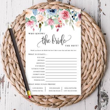 Who Knows The Bride Floral Border Paper Game Invitations