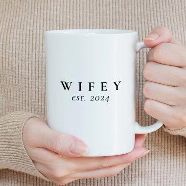 Wifey Modern Minimalist Personalized Bride Coffee Mug