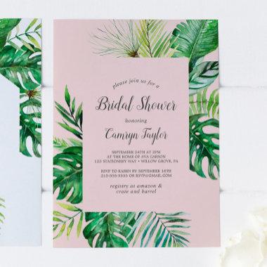 Wild Tropical Palm | Blush Bridal Shower Invitations