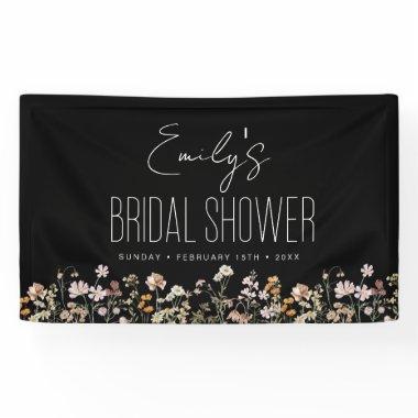 Wildflower Boho Bridal Shower Rustic Black Banner