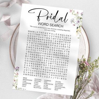 Wildflower Bridal Shower Word Search Game Invitations