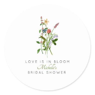 Wildflower Love is in Bloom Bridal Shower Classic Round Sticker