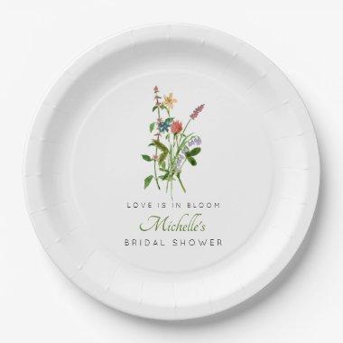 Wildflower Love is in Bloom Bridal Shower Paper Plates