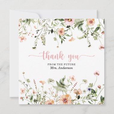 Wildflower Pink Bridal Shower Thank You Invitations