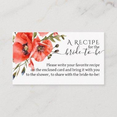 Wildflower poppy minimalist Bridal Shower recipe Enclosure Invitations