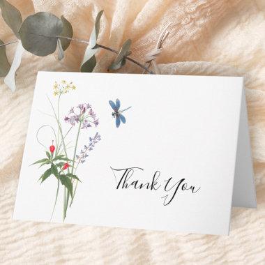 Wildflower Watercolor Flowers Bridal Thank You Invitations