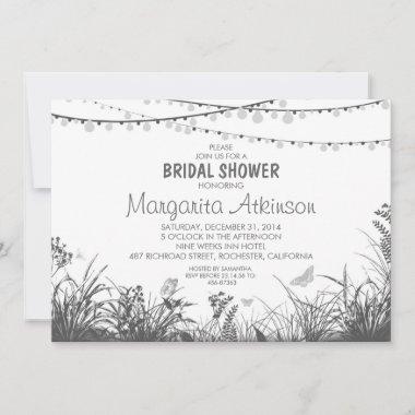 wildflowers and string lights bridal shower Invitations