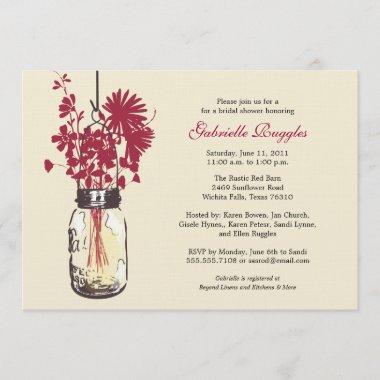 Wildflowers & Mason Jar Bridal Shower Invitations