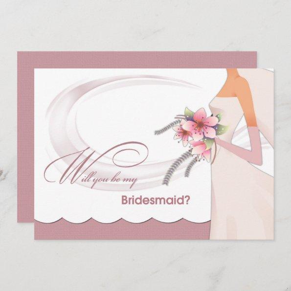 Will you be my Bridesmaid? Dusty Rose Invitations