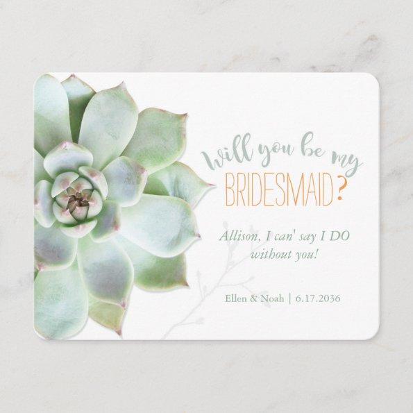 Will You Be My Bridesmaid Succulent Wedding Invitations