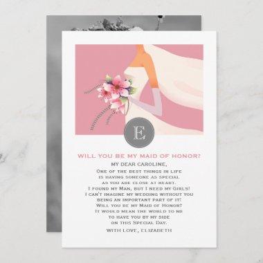 Will you be my Maid of Honor? Bride Silhouette Invitations