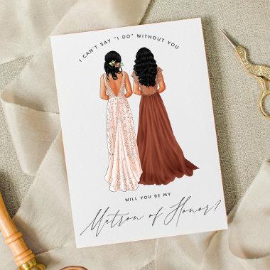 Will You Be My Matron of Honor? Girls in Gowns Inv Invitations