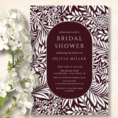 Wine & White Leaf Floral Bridal Shower Invitations