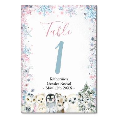Winter Animal Artics Baby Shower Table Number
