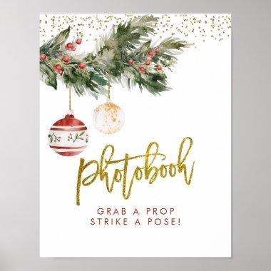 Winter Deck the Halls Bridal Shower Photo booth Poster