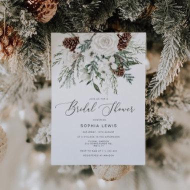 Winter evergreen elegant bridal shower Invitations
