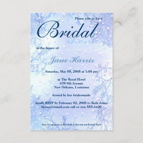 winter ice blue elegant bridal shower invite