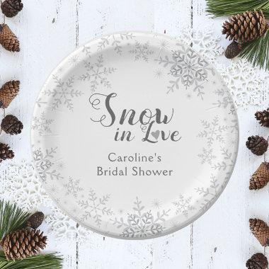 Winter Snowflakes Snow in Love Bridal Shower Paper Plates