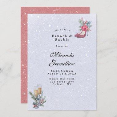 Winter Wonderland Dusty Blue Brunch and Bubbly Invitations