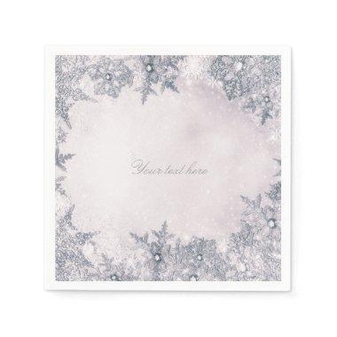 Winter Wonderland Snowflakes Blue White Elegant Paper Napkins