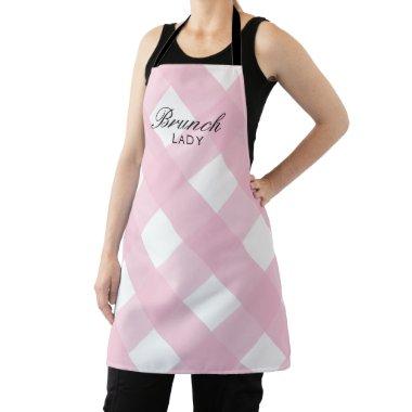 Women's Apron Pink Check with Brunch Lady