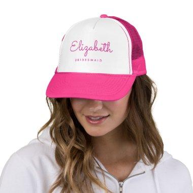 Womens Bridesmaid Bachelorette Party Team Hot Pink Trucker Hat