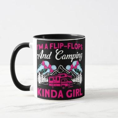 Womens Flip Flops And Camping Kinda Girl Caravan Mug
