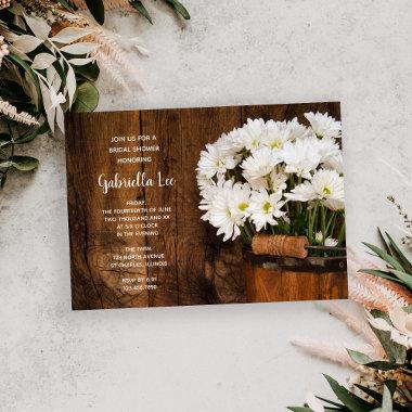 Wood Bucket White Daisies Country Bridal Shower Invitations