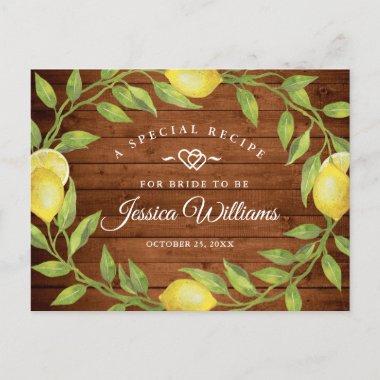 Wood & Lemons Greenery Bridal Shower Recipe Invitations