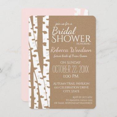 Woodland Birch Tree Rustic Bridal Shower Invitations