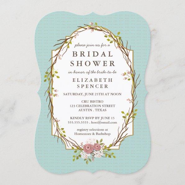 Woodland Garden Wreath Bridal Shower Invitations