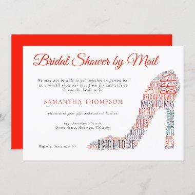 WordArt Stiletto Shoe Red Bridal Shower By Mail Invitations