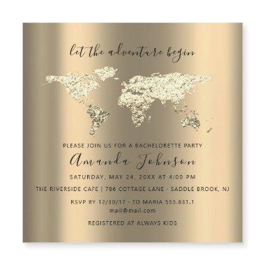 World Destination Map Graduate Bridal Wedding Magnetic Invitations