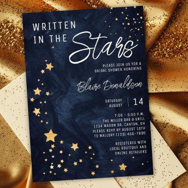 Written in the Stars Navy and Gold Bridal Shower Invitations