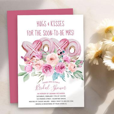 XOXO Pink Cookies Pretty Floral Bridal Shower Invitations