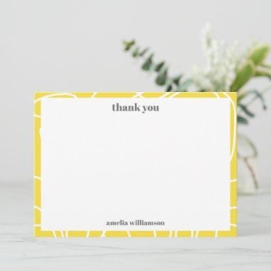 Yellow Abstract Line Bold Custom Bridal Shower Thank You Invitations