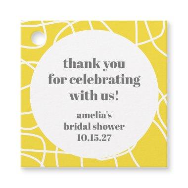 Yellow Abstract Line Custom Bridal Shower Thanks Favor Tags