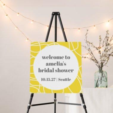 Yellow Abstract Line Custom Bridal Shower Welcome Foam Board