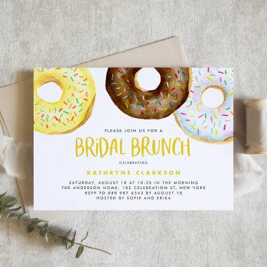 Yellow and Chocolate Sprinkle Donuts Bridal Brunch Invitations