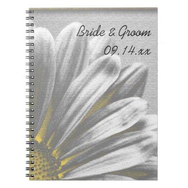Yellow and Gray Floral Highlights Wedding Notebook