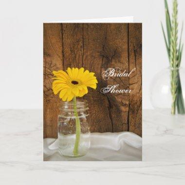Yellow Daisy in Mason Jar Country Bridal Shower Invitations