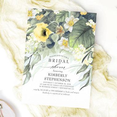 Yellow Floral Bohemian Chic Bridal Shower Invitations