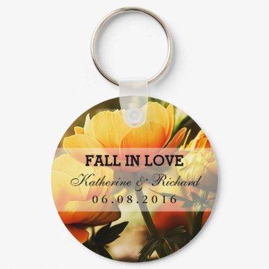 Yellow Floral Wedding and Bridal Shower Keychain