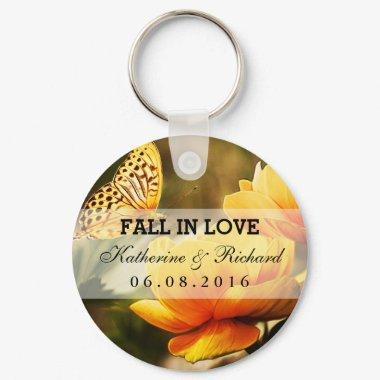 Yellow Flower and Butterfly Wedding Favor Keychain