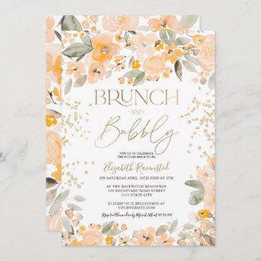 Yellow gold glitter floral chic bridal shower Invitations