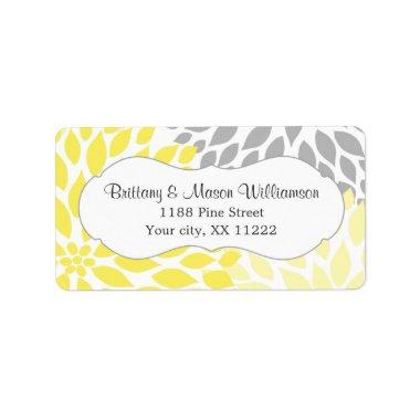 Yellow Gray Dahlia Wedding Bridal Shower custom Label