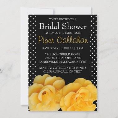 Yellow Roses Polka Dot Bridal Shower Invitations