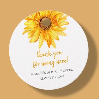 Yellow Sunflower Bridal Shower Thank You Favor Tags
