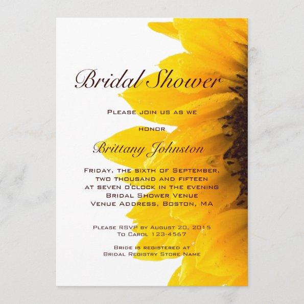 Yellow Sunflower Modern Bridal Shower Invitations