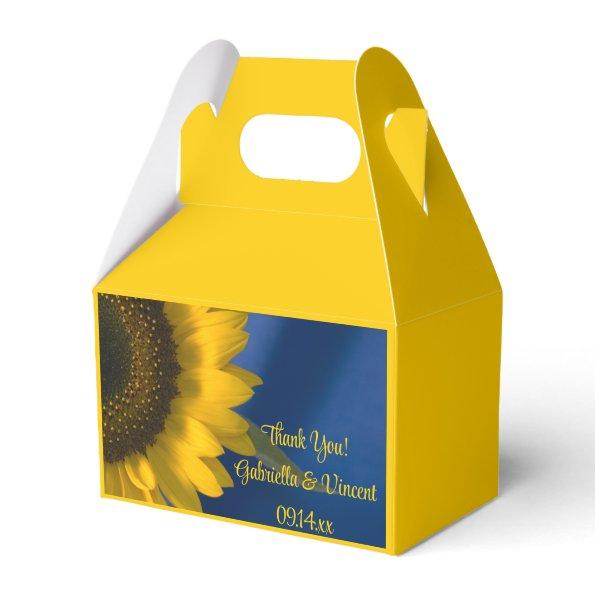 Yellow Sunflower on Blue Wedding Favor Box